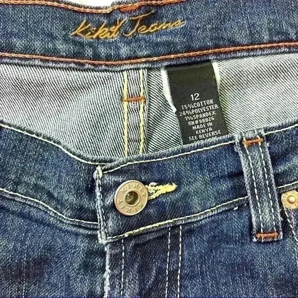 Kikit Jeans Med Wash Boyfriend Style Straight Leg Creased Jeans Size 12 - Picture 8 of 11